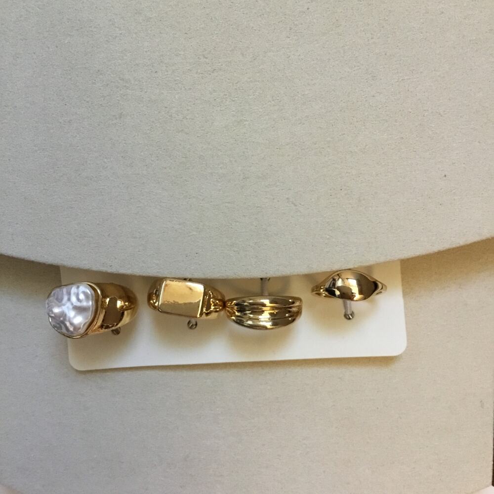 Gold Metallic Pearl Ring Set - Set of 4 - Picture 4 of 7